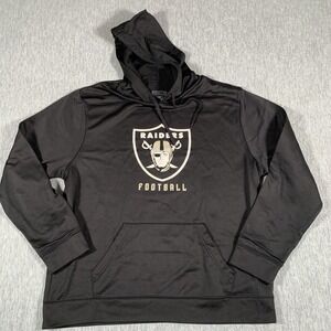 Las Vegas Raiders Hoodie Sweatshirt Mens Large‎ Black NFL Football Pullover Logo